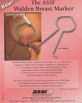 Breast lift marking instrument developed by Dr. Walden 